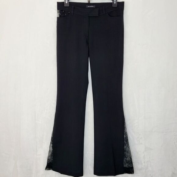 Sandro Lace Trim Black Trouser Pants - Picture 1 of 11